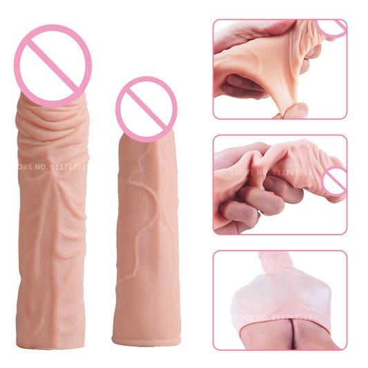Reusable liquid silicone penis sleeve, penis delay ejaculation, male sex toy.