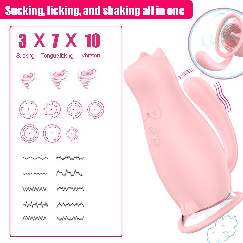 Rose Tongue Vibrator, Clitoral Sucking Vibrator for Vagina, Sex Toy Clitoris Stimulator, Intimate Product for Women