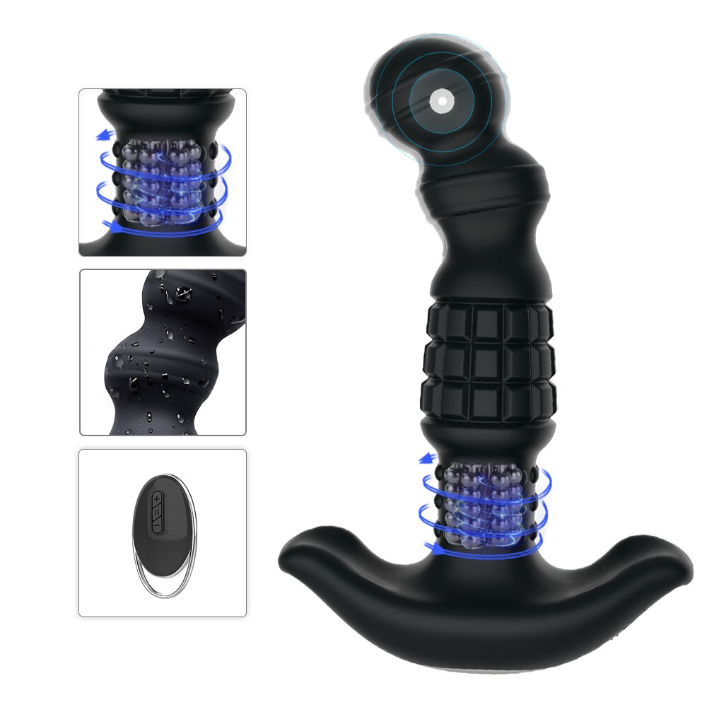 360-Degree Rotating Wireless Anal Dildo Vibrator G-Spot Massager Female Masturbator Dilator Big Butt Plug Sex Toys for Women Men