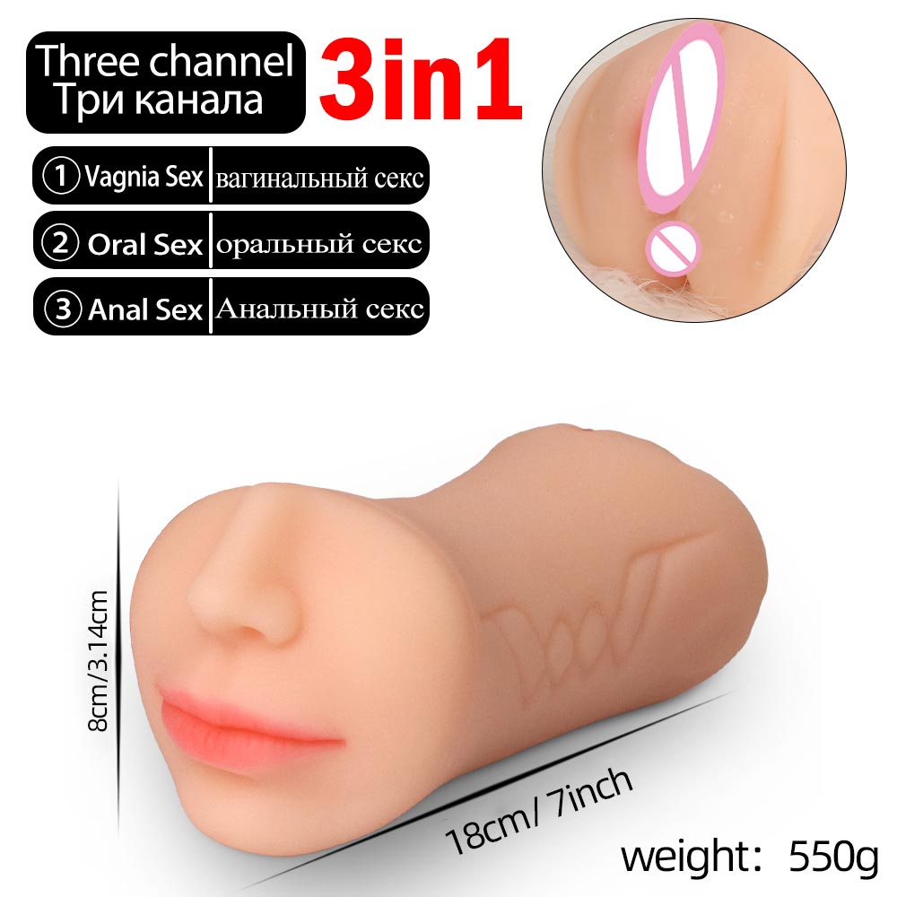 Realistic 3D Oral Masturbation Male Throat Vagina Real Pussy Sextoy For Men 3-in-1 Masturbator Adult Blowjob Sex Choop