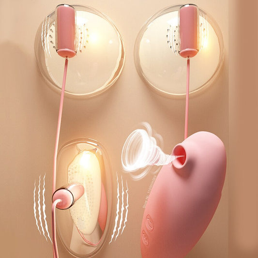 4-in-1 Vibrator, Nipple and Breast Massager, Clitoral Stimulator, Sucker, Female Masturbator, Licking Sex Toy for Women