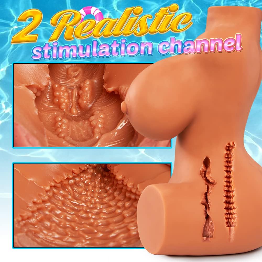 7.7LB Sex Doll. 3-in-1 Brown Big Boobs Pussy Ass Masturbator Toy with Realistic Vagina Anal. Lifelike Love Doll Pocket Pussy with Built-in Torso for Men Masturbation