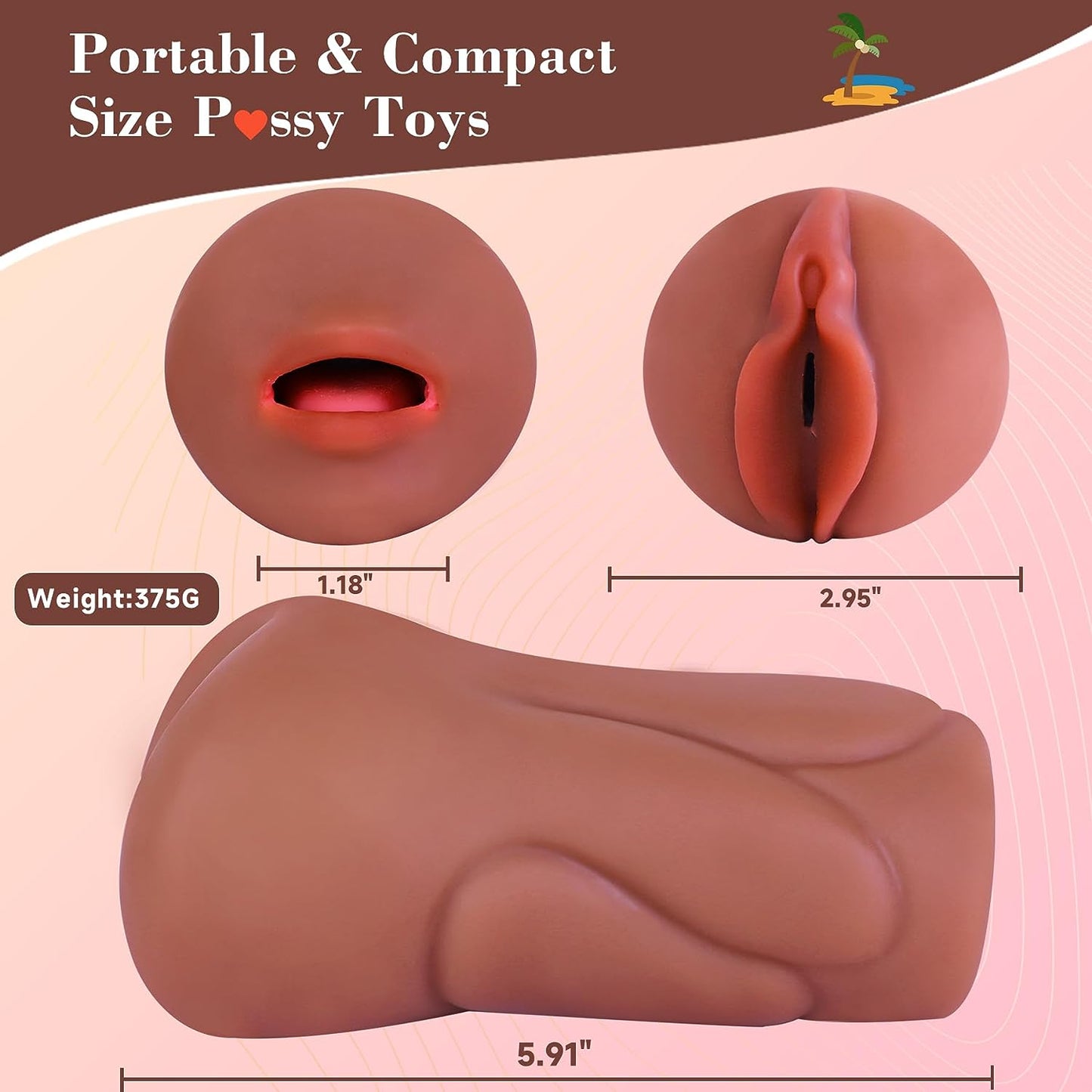 Sex Toys Male Pocket Pussies Sex Toy - Trio Pack of 3 Mouth Sex Doll. Vagina Blowjob Male Masturbator. Anal Flesh Light. Silicone Stroker for Men's Pleasure. Consoladores Sex Toys for Men