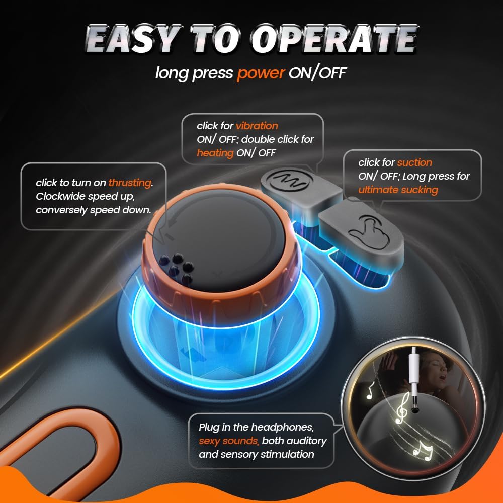Ulovime Automatic Male Masturbator Cup with Thrusting & Sucking & Vibrating & Heating & Sexy Voice Male Stroker with 3D Realistic Textured Vagina for Penis Stimulation Adult Sex Toys for Men Pleasure