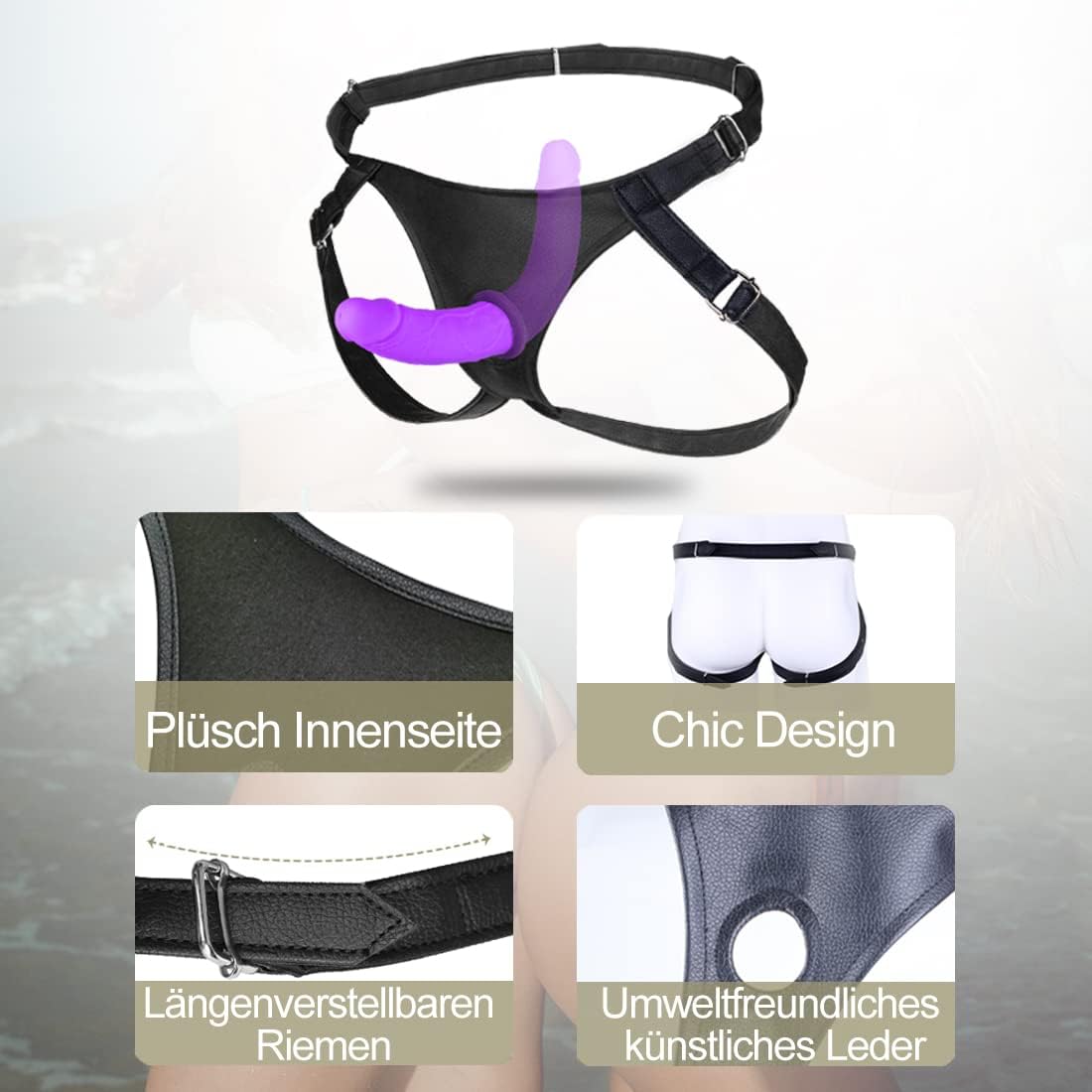 Harness Strap-on Silicone Dildo Adult Sex Toy G-spot Stimulator Detachable Double Dildos Vagina Massager Female Masturbator for Women, Lesbians, and Couples