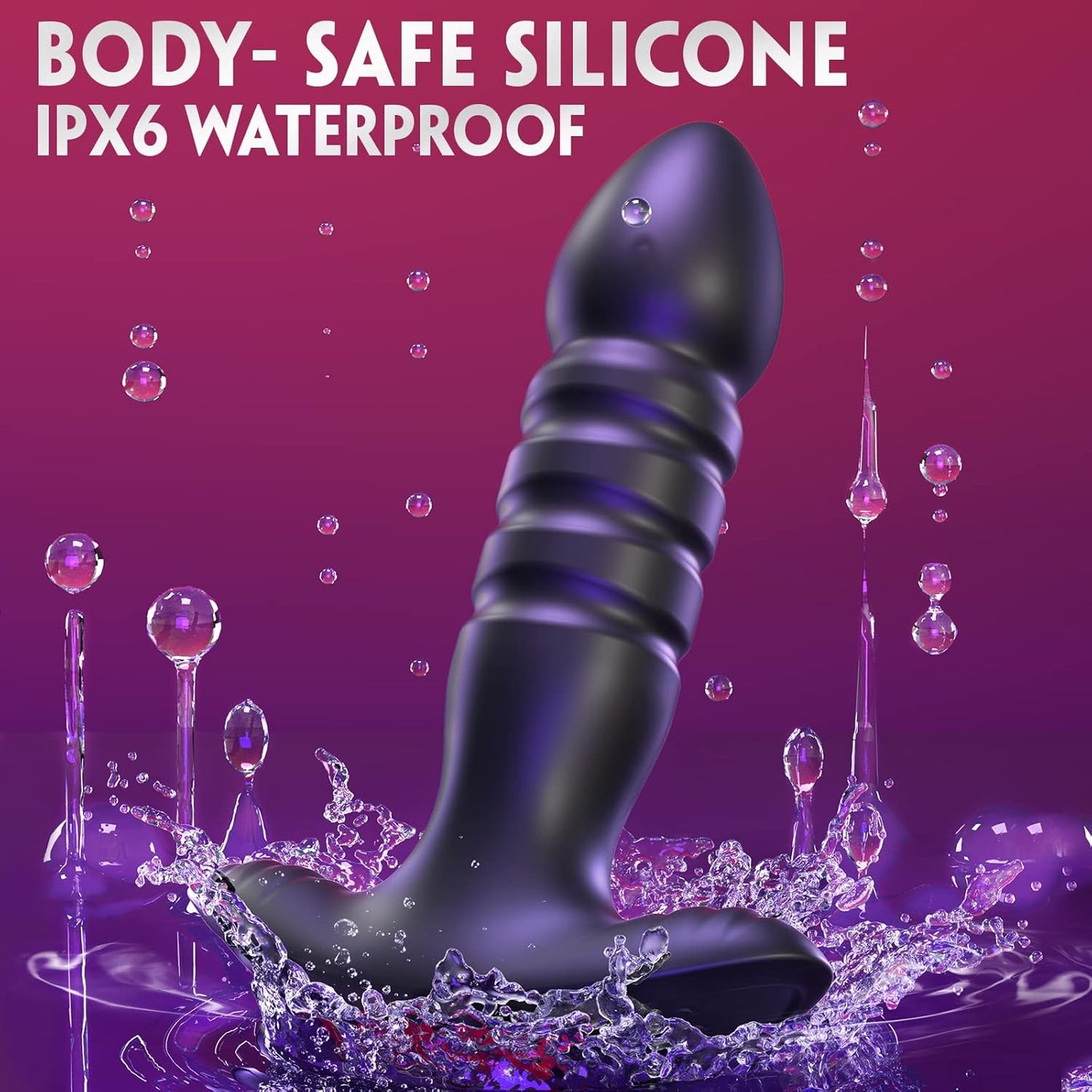 Anal Plug Vibrator with App Control Sex Toy for Men Women - Prostate Massager with 7 Thrusting & Vibrating Modes Adult Anal Vibrator Butt Stimulator Plug for Male Female (Black)