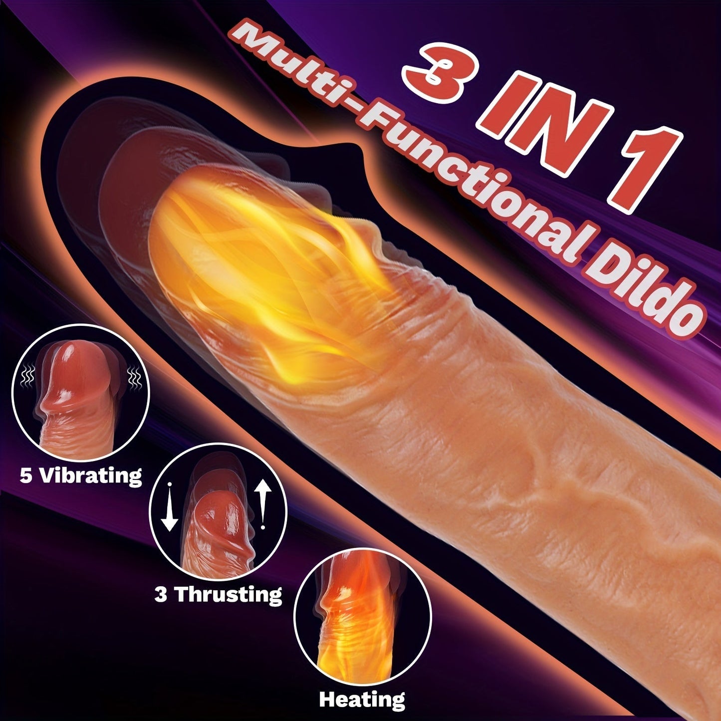 Thrusting Dildo Vibrator Sex Toys - 8.8 3IN1Heated Realistic G-Spot Anal Vibrating Dildo with 3 Telescopic & 5 Vibration Modes Adult Toy. Strap on Thick Silicone Dildos for Women Couples