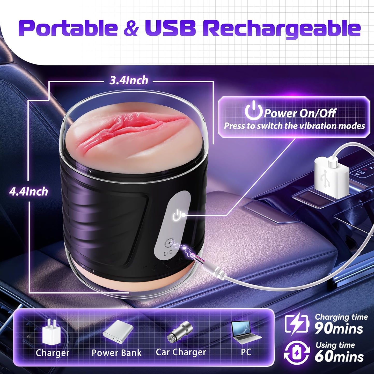 Male Masturbator Sex Toys for Men. Lifelike Adult Male Sex Toys, 10 Vibrations. Sex Toy for Men, Open-Ended Penis Pump, Fleshy Textured Adult Toys for Men. Sex Machine, Male Vibrators, Realistic Stroker.