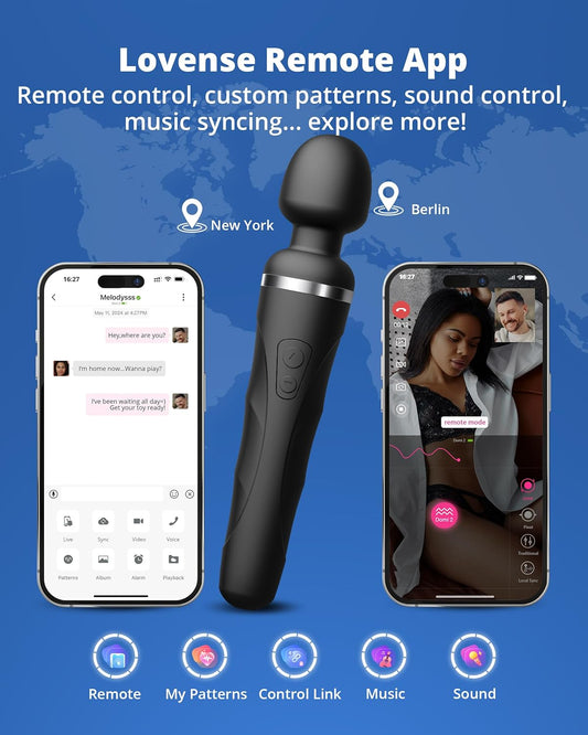 LOVENSE Domi 2 Wand Massager for Women Men. Classic Wand Vibrator. Powerful Stimulator with Dual Rotating Head. Bluetooth App Controlled. Customizable Vibrations Partner Play