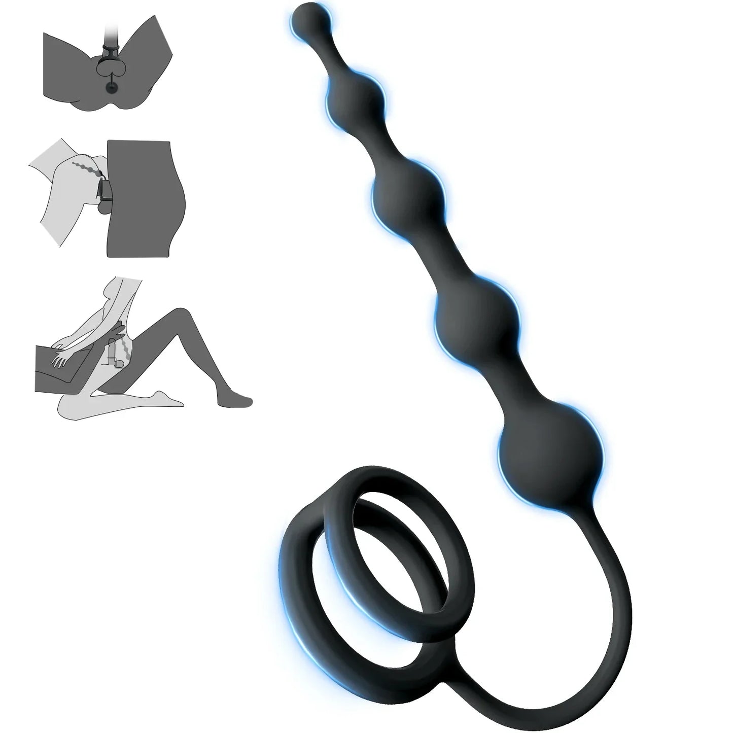 Anal Beads Butt Plug with Penis Cock Rings Men Prostate Massager Anal Plug Bullet G Spot Stimulator Adult Sex Toys for Women