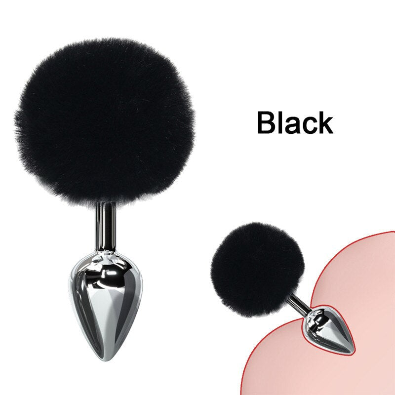 Bunny Tail Fur Butt Anal Plug Toy Stainless Steel Smooth Touch Metal Butt Plug Sex Toys for Women Men Gay Adult Sex Products