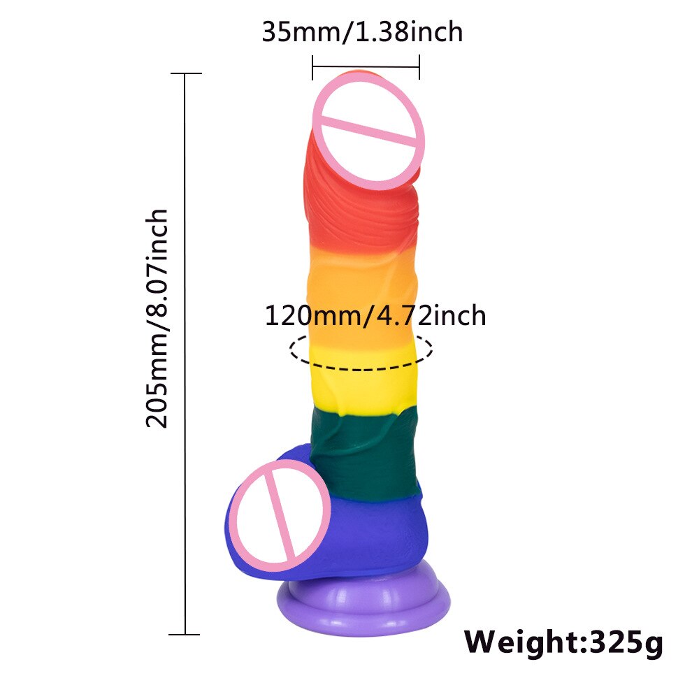 Rainbow Silicone Dildo with Suction Cup Large Sex Toys Comfort for Women Men Fake Penis Big Dick Butt Anal Plug Porn Shop