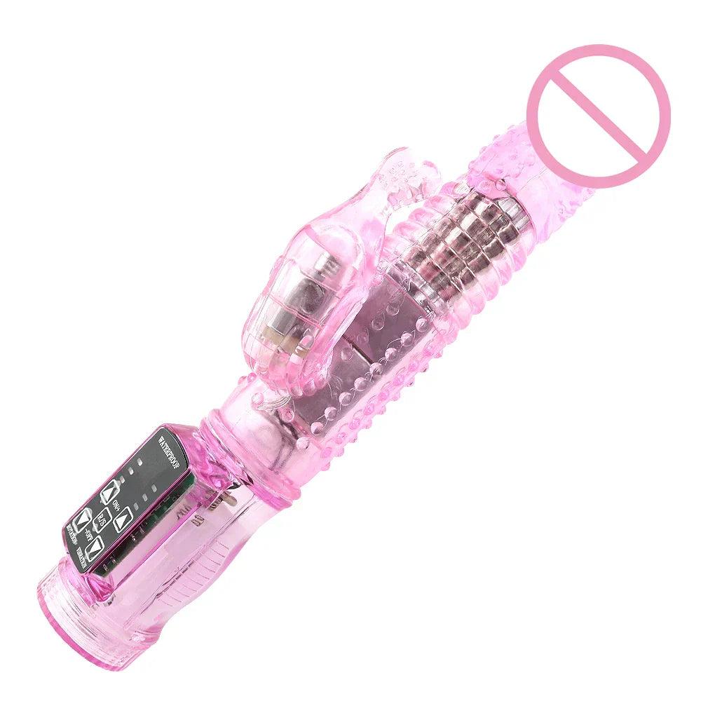 Dildo Rabbit Vibrator Masturbator G-Spot 12 Speeds Vibration Dual Motor Massager Clitoris Rotation Stimulator Female Sex Toy
