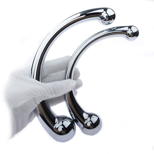 Double Ended Stainless Steel G Spot Wand Massage Stick Pure Metal Penis P-Spot Stimulator Anal Plug Dildo Sex Toy for Women Men