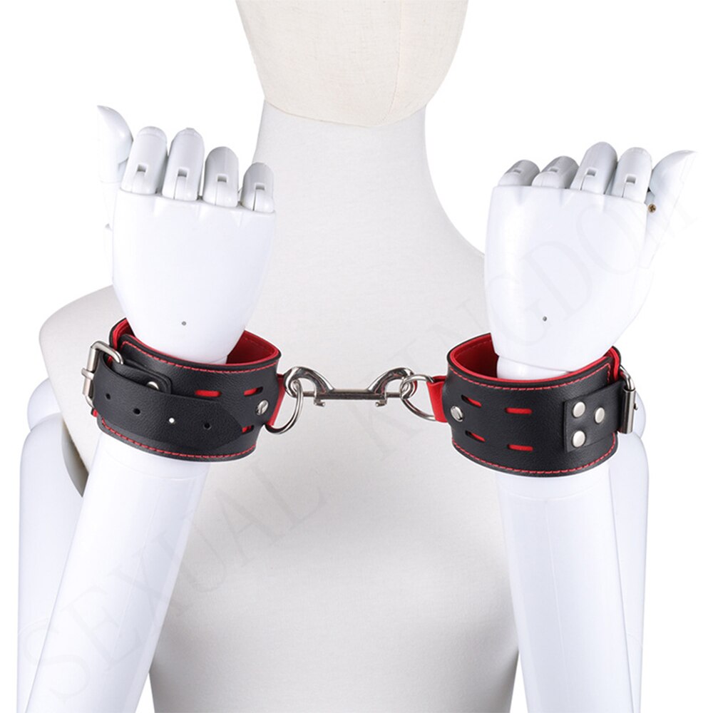 Adjustable Leather Handcuffs and Shackles BDSM Bondage Restraints Femdom Fun Adult Sex Bondage Sex Toys for Women and Couples