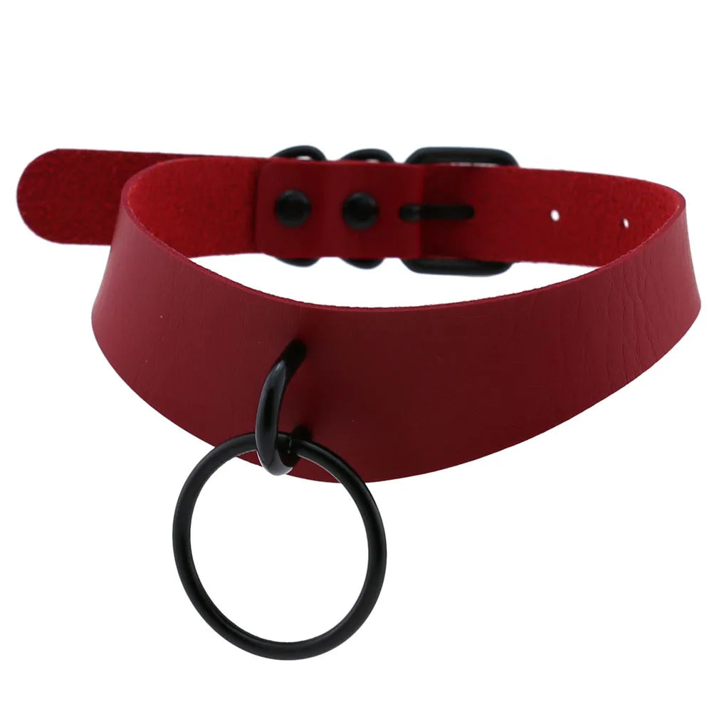 BDSM Punk Black Metal Tassel Red Choker Necklace Sexy Spiked Neck Strap Clavicle Collar Men Necklaces Halloween Women
