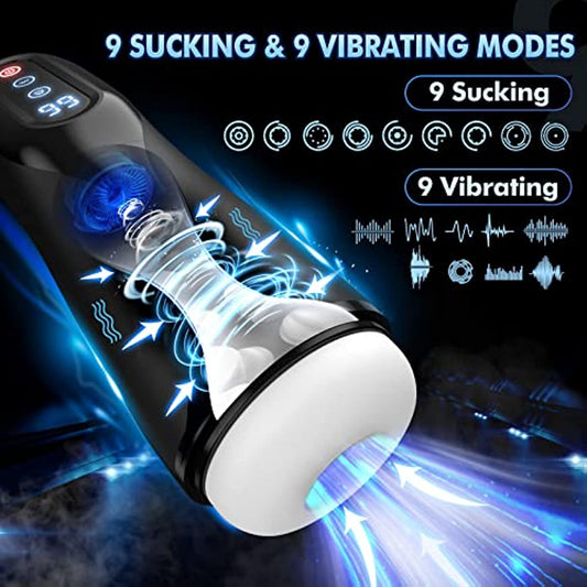 Automatic Male Masturbators 9 Suction and Vibration, Heating, Realistic Pussy Vaginas, Adult Male Sex Toys for Men 18+