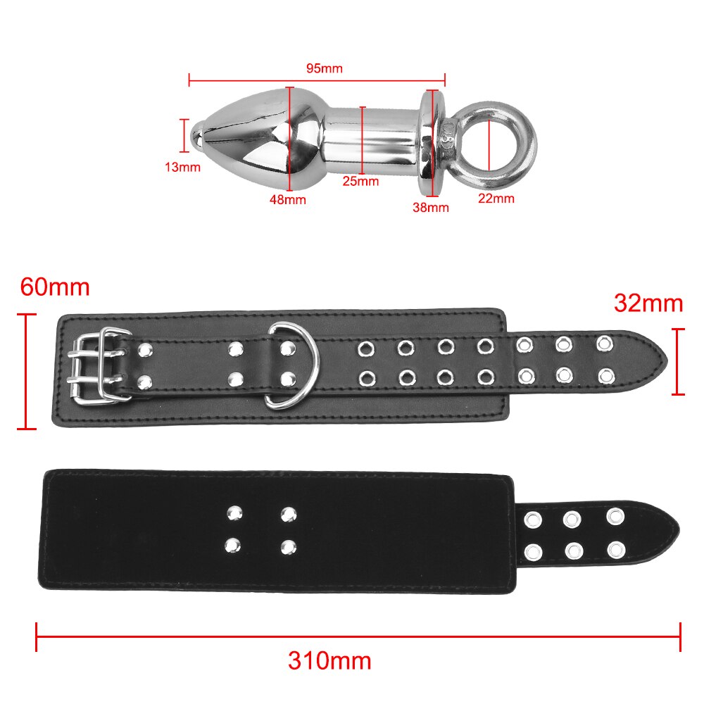 IKOKY Handcuff Bondage Kit Sex Toys for Women Leather Wrist Cuffs Sex Restraints with Anal Plug Anal Plug Erotic Enema