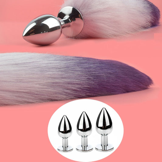 Metal with Gradient Color Fox Anal Plug Tail Flirting Anal Anal Plug Dilatation Ass Plug G-Spot Massage Masturbation Gay Sex Toys