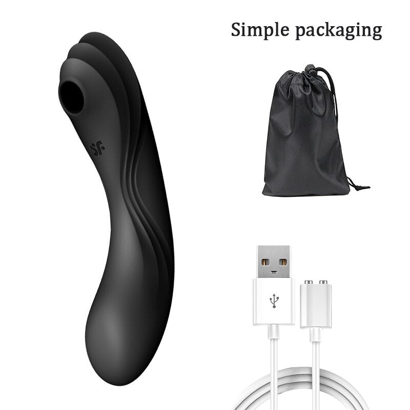 Satisfyer Curvy Trinity 4 Toys for Women 18+ G-Spot Vibrator 3in1 Clit Suction Stimulator Waterproof Silicone Black Toys