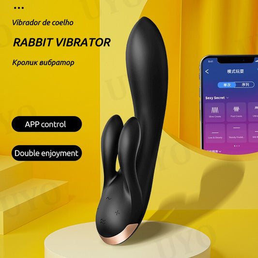 Satisfyer DOUBLE FLEX เชื่อมต่อรีโมทแอปควบคุมกระต่ายกระต่าย Super Power การสั่นสะเทือน G-Spot Clitoral Vibrator ผู้หญิงเซ็กซ์ทอย
