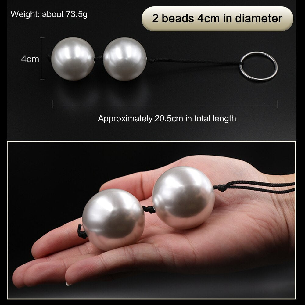 Super Large Pearl Anal Plugs, Long Anal Beads Butt Plug, Vaginal Balls Sex Toys for Women Men, Handheld Anus Masturbator Expander