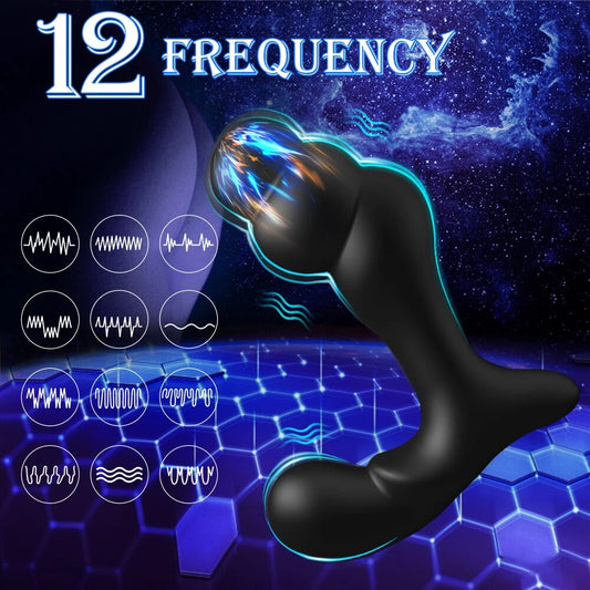 Vibrating Prostate Massager Anal Training Butt Plug 12 Modes Vibration G-Spot Vibrator Anal Beads Stimulator Device