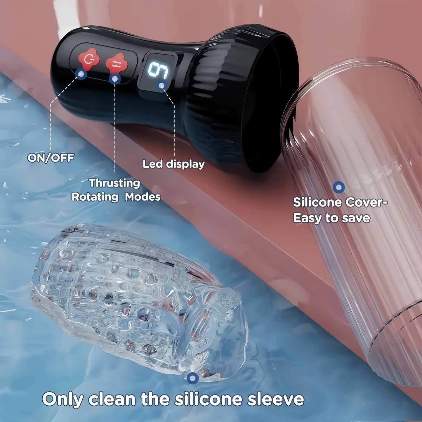 Ultimate Male Masturbator Sex Toy. Automatic 9 Thrusting & Rotating Modes. TPE Material. USB Powered. Hand Washable. Solid Color Design. Adult Pleasure Machine for Men