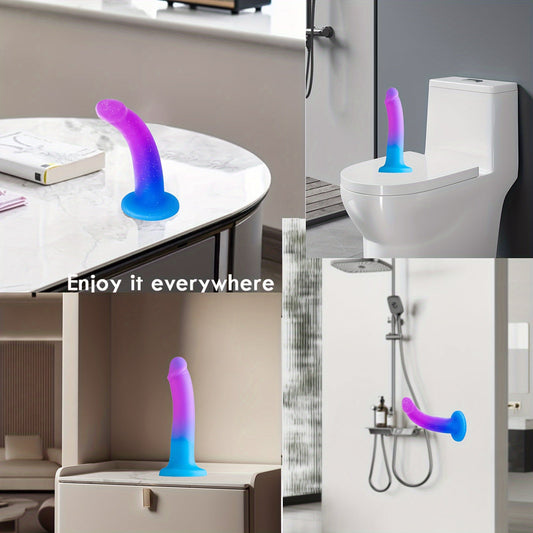 5.5 Soft Silicone Dildo - Flexible Anal Plug with Suction Cup for Hands-Free Play. Beginner-Friendly. Latex-Free Adult Sex Toy for Women and Couples