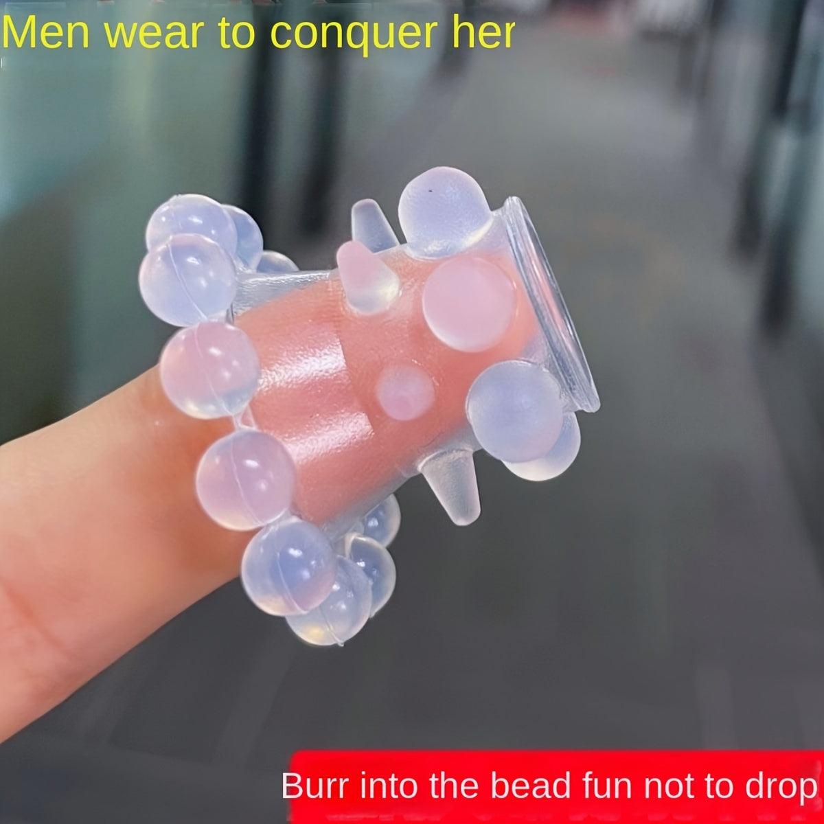 Three-layer Silicone Goat Eye Ring: Silicone Fun Ring. Eyelash Eye Ring. Male Ring - Adult Novelty. Connected Burst Bead Fun Ring. No Power Supply