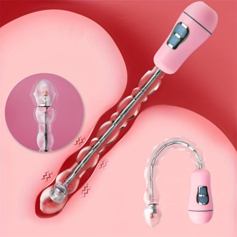 Vibrating Anal Plug 12-Speed Rechargeable Bendable Vibrating Anal Beads Arbitrarily Curved Anal Play Sex Toys
