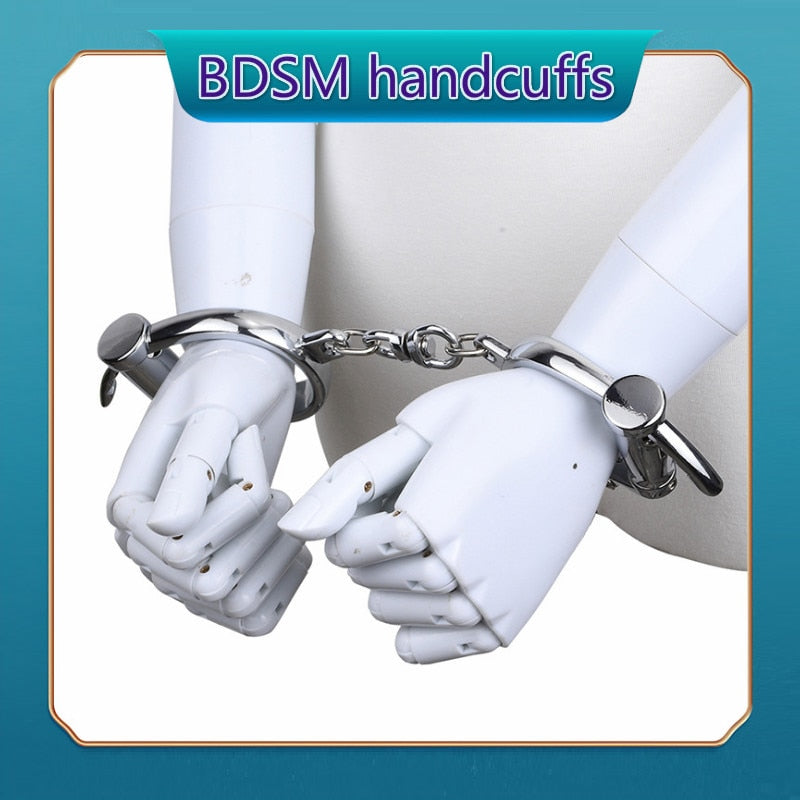 Stainless Steel Female Male Handcuff Metal Ankle Cuffs Wrist Cuff for Couple BDSM Bondage Restraints Adult Game Sex Toys