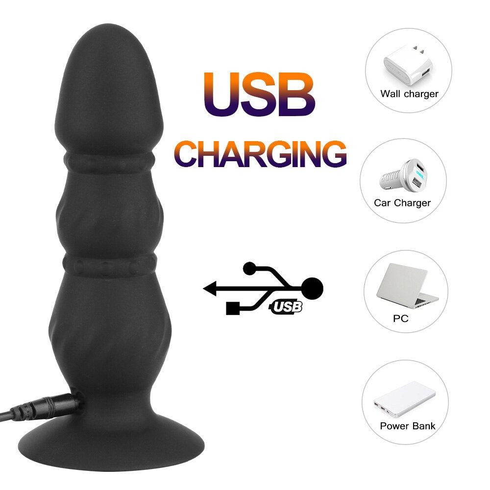 10 Speeds G-Spot Stimulation Bead Dildo Vibrator Remote Control Anus Vibrating Dildo Prostate Massager Vibrator Sex Toys for Men
