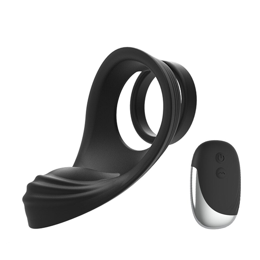 10 Modes Penile Ring Vibrators Remote Control Dual Ring Massager Clitoris Perineum Stimulation Penisring Sex Toys for Men
