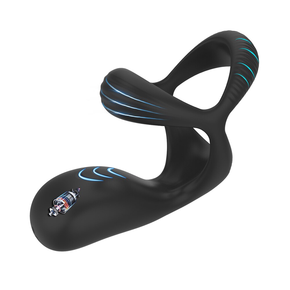 10 Modes Penile Ring Vibrators Remote Control Dual Ring Massager Clitoris Perineum Stimulation Penisring Sex Toys for Men