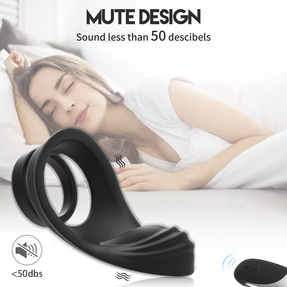 10 Modes Penile Ring Vibrators Remote Control Dual Ring Massager Clitoris Perineum Stimulation Penisring Sex Toys for Men