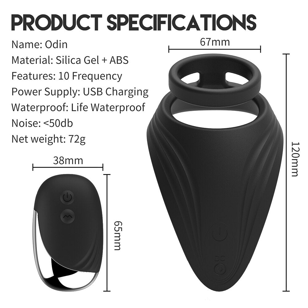 10 Modes Penile Ring Vibrators Remote Control Dual Ring Massager Clitoris Perineum Stimulation Penisring Sex Toys for Men