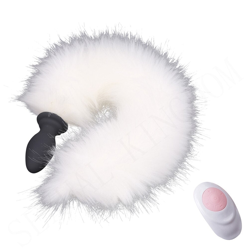 10-frequency Remote Control Anal Plug Vibrator with Fox Tail Silicone Butt Plug Adult Game Prostate Massager Sex Toy for Couples