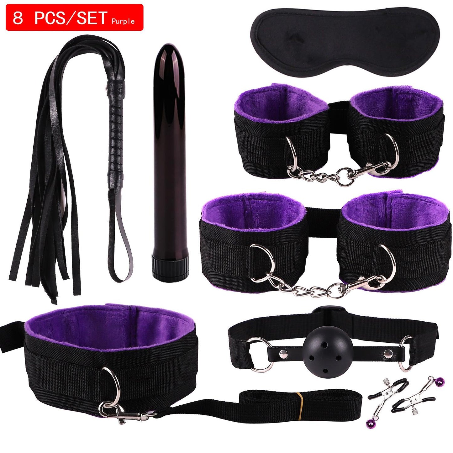 11PCS Set Leather Sex Toys for Adult Game Erotic BDSM Sex Kits Bondage Handcuffs Sex Game Whip Gag SM Bdsm Toys Nipple Clamps
