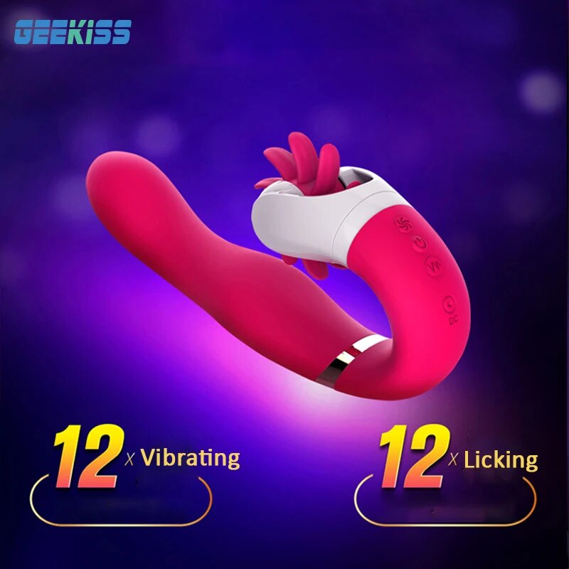 12-Speed Mute Rotating Vibrator Dildo, Clitoral Tongue Licking Oral Sex Toy for Women, Clitoris Stimulator, Masturbator for Women