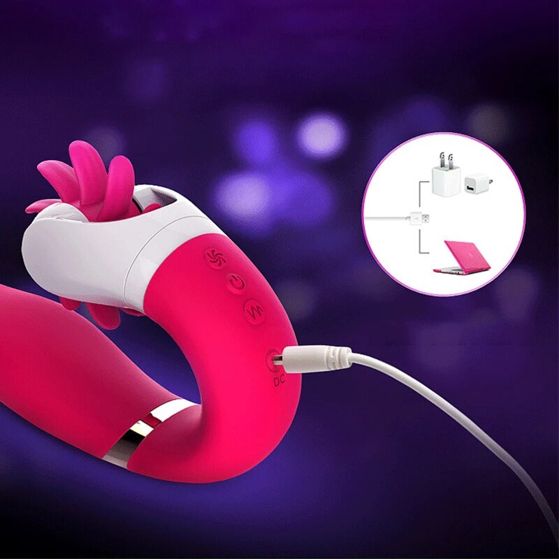 12-Speed Mute Rotating Vibrator Dildo, Clitoral Tongue Licking Oral Sex Toy for Women, Clitoris Stimulator, Masturbator for Women