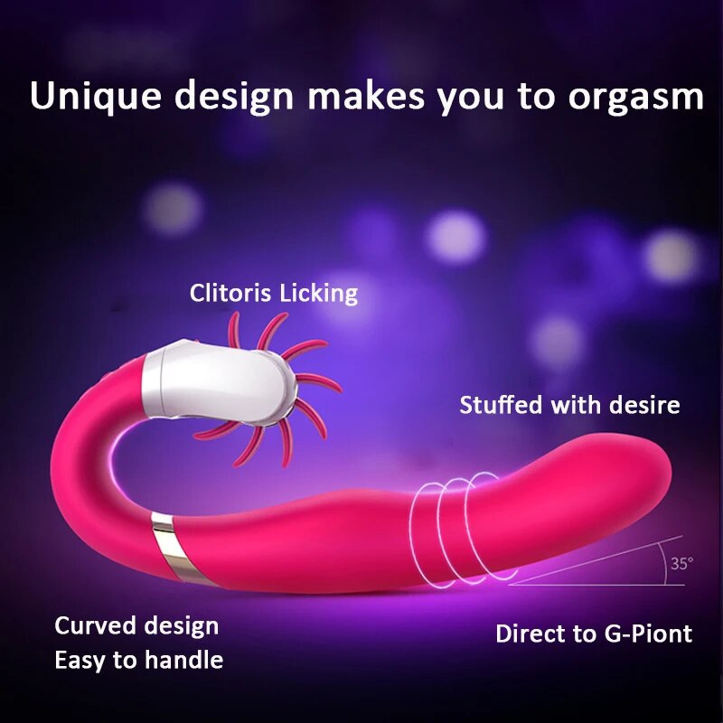 12-Speed Mute Rotating Vibrator Dildo, Clitoral Tongue Licking Oral Sex Toy for Women, Clitoris Stimulator, Masturbator for Women