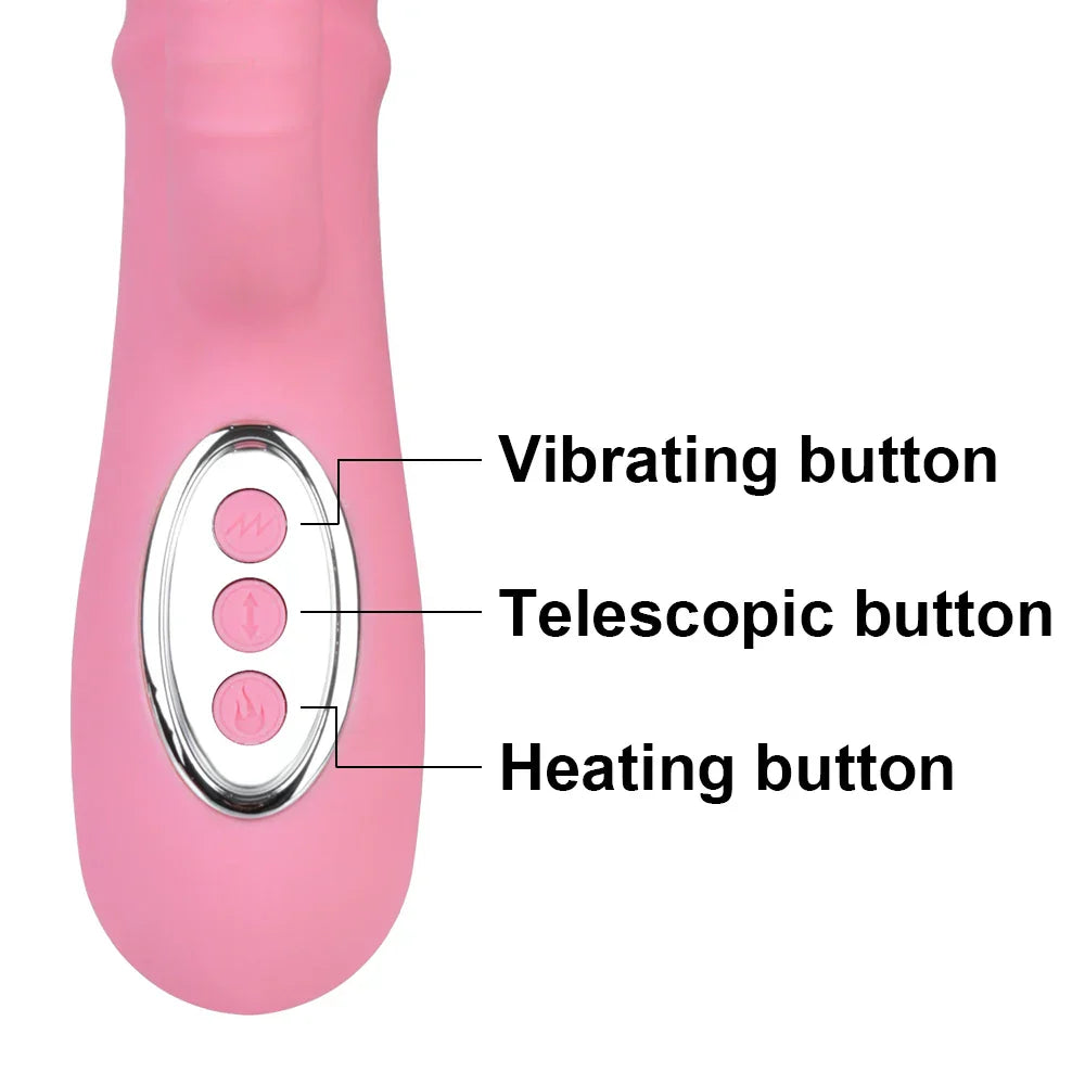 12 Vibration 5 Telescopic Modes Vagina G-Spot Massager Heated Dildo Tongue Licking Vibrator Clitoris Stimulator