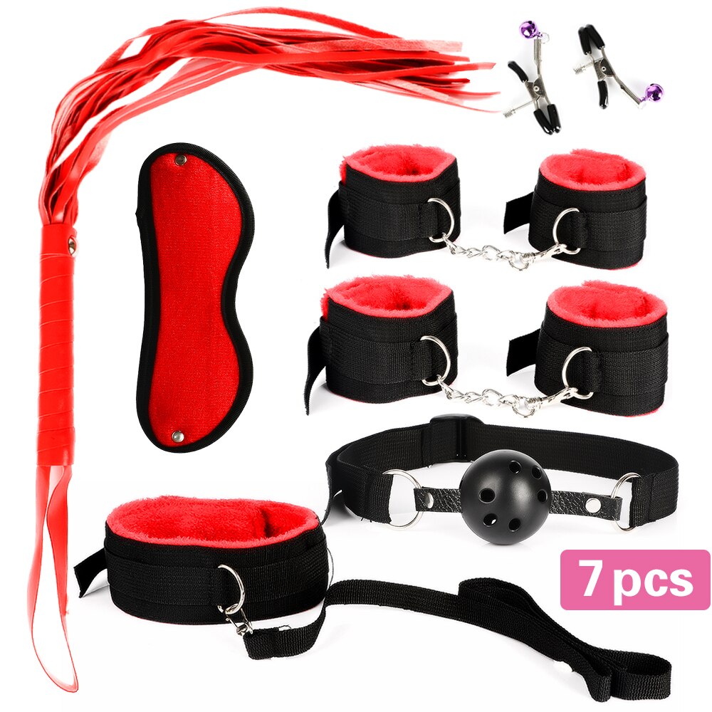 13pcs/set SM Bondage Restraint G Spot Vibrators Adult Game Props Women Sex Toy Nylon Handcuffs Clit Stimulator Adult Sex Shop