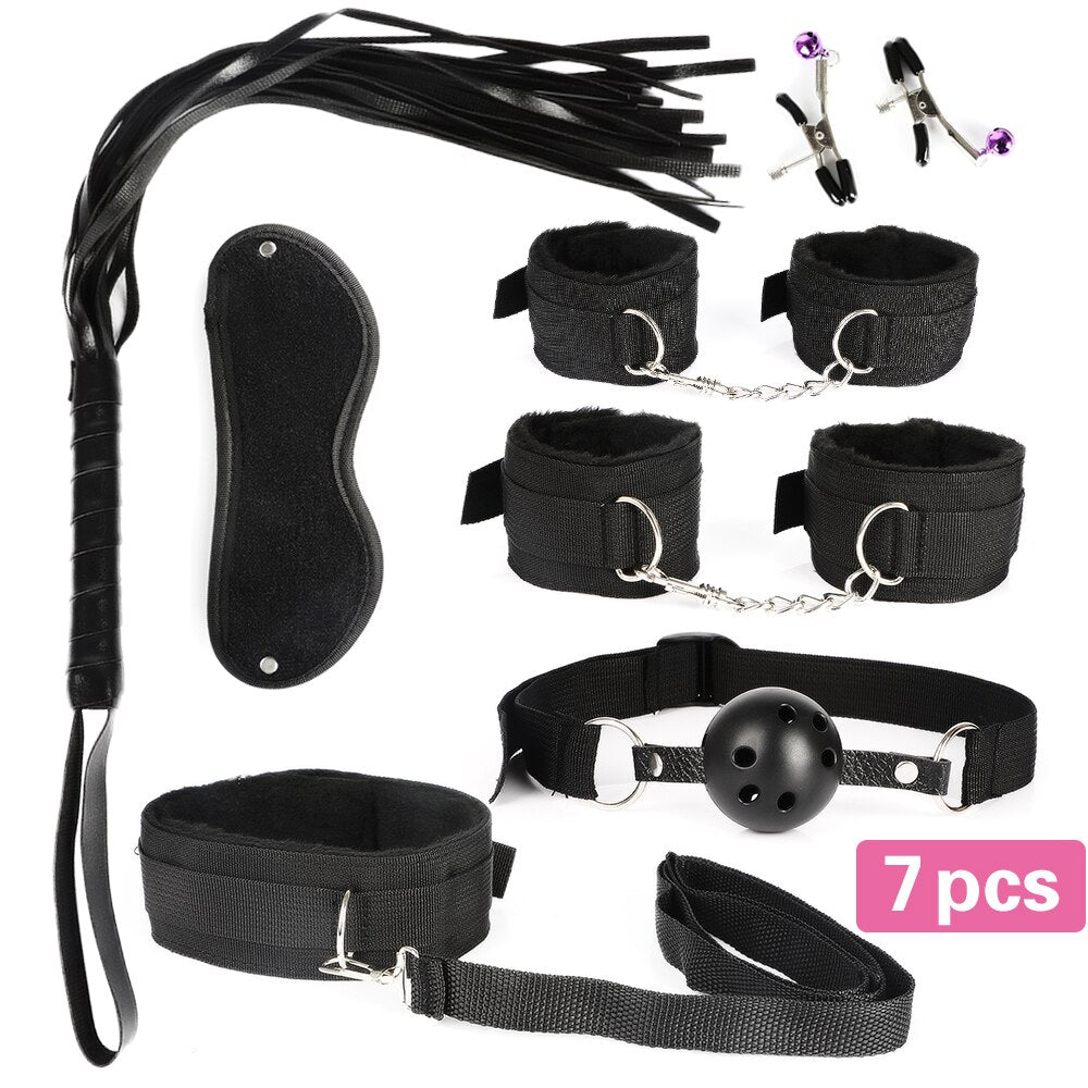 13pcs/set SM Bondage Restraint G Spot Vibrators Adult Game Props Women Sex Toy Nylon Handcuffs Clit Stimulator Adult Sex Shop