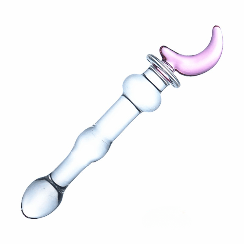 Sophisticated Elegant Pink Heart-Embellished Glass Stirring Rod - Female Sex Toys Anal Toys