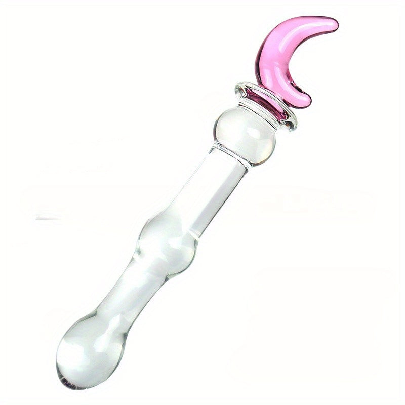 Sophisticated Elegant Pink Heart-Embellished Glass Stirring Rod - Female Sex Toys Anal Toys