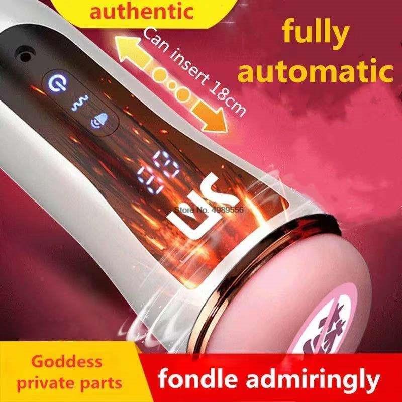 18+ Male Masturbator Penis Pump Vibrator Adult Endurance Exercise Artificial Vagina 10-Speed Penis Delay Trainer Sex Toys For Men