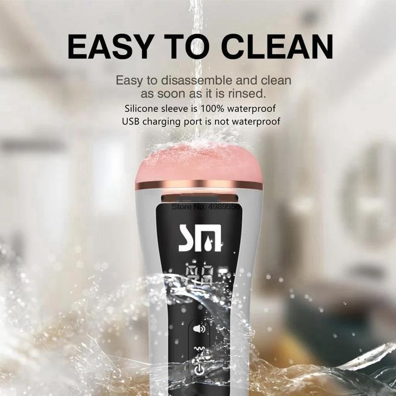 18+ Male Masturbator Penis Pump Vibrator Adult Endurance Exercise Artificial Vagina 10-Speed Penis Delay Trainer Sex Toys For Men