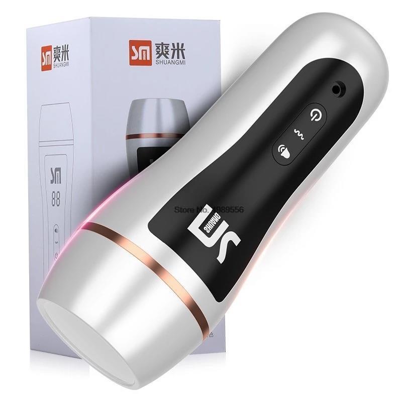 18+ Male Masturbator Penis Pump Vibrator Adult Endurance Exercise Artificial Vagina 10-Speed Penis Delay Trainer Sex Toys For Men